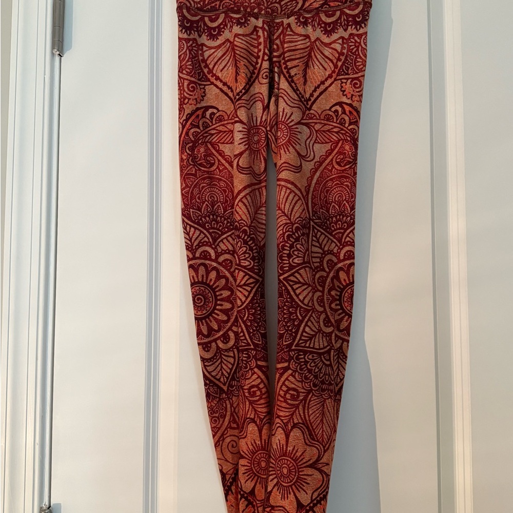 Niyama Sol Red and Brown Floral Leggings - Athletic Wear